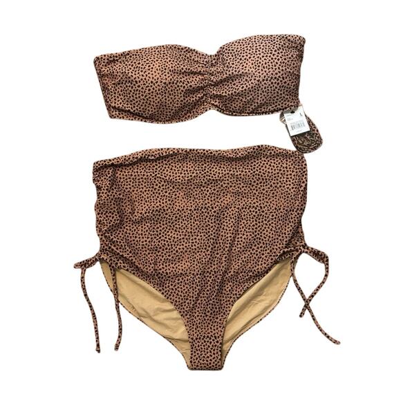 NWT A Pea In The Pod Maternity Cheetah Convertible Two Piece Swimsuit Size L - Picture 1 of 7